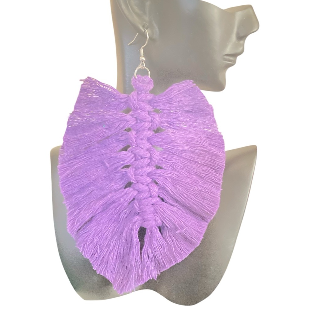 Hand Crafted Purple and Green Statement Earrings